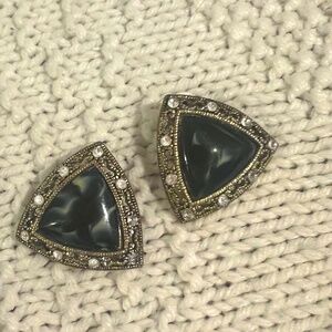 Triangular Bronze-Tone Earrings